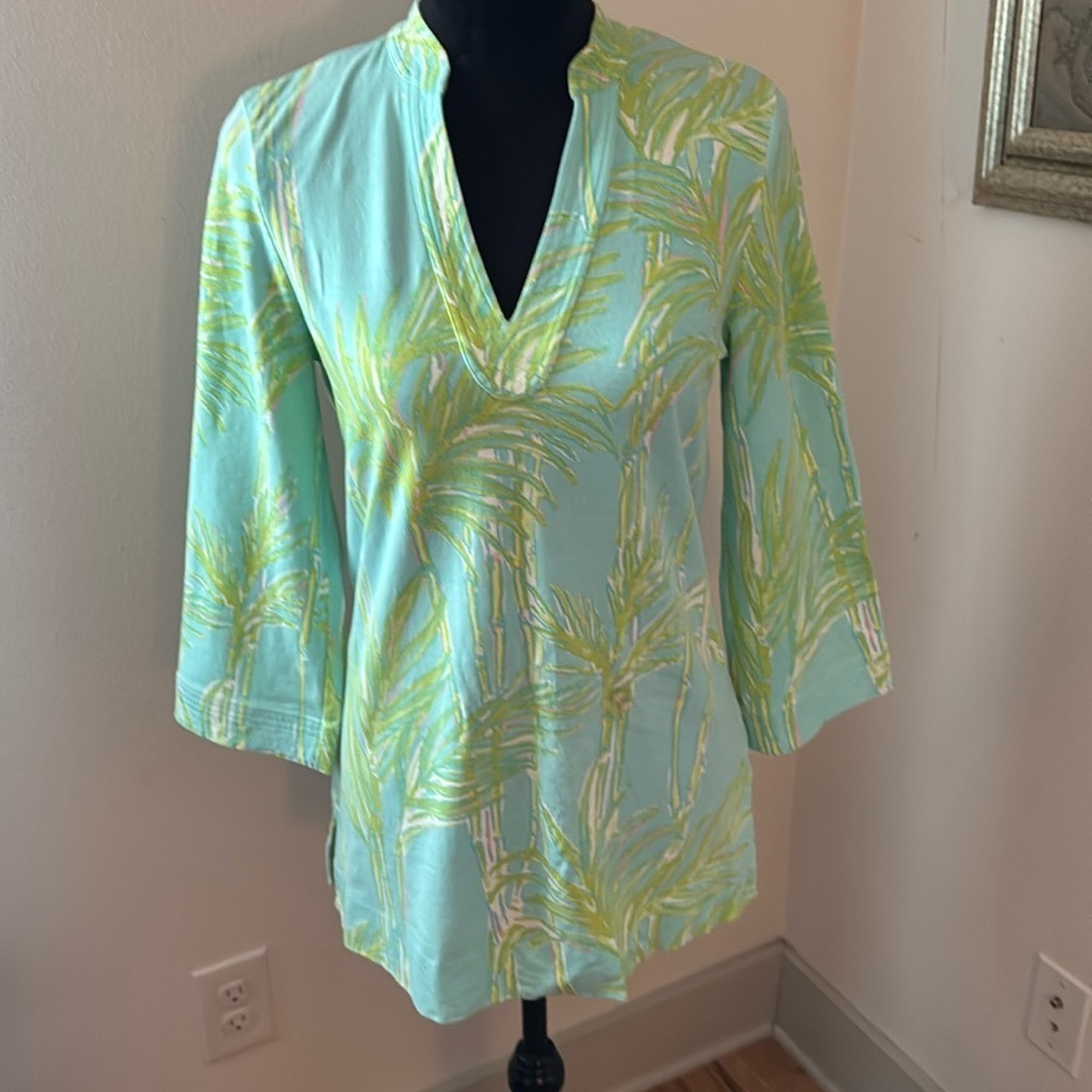 Lilly Pulitzer Joy tropical print tunic 3/4 sleeves blouse cottonโ blend